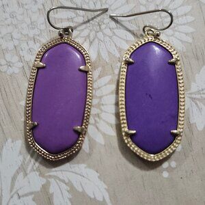 Kendra Scott Neon Purple Elle Gold Drop Earrings